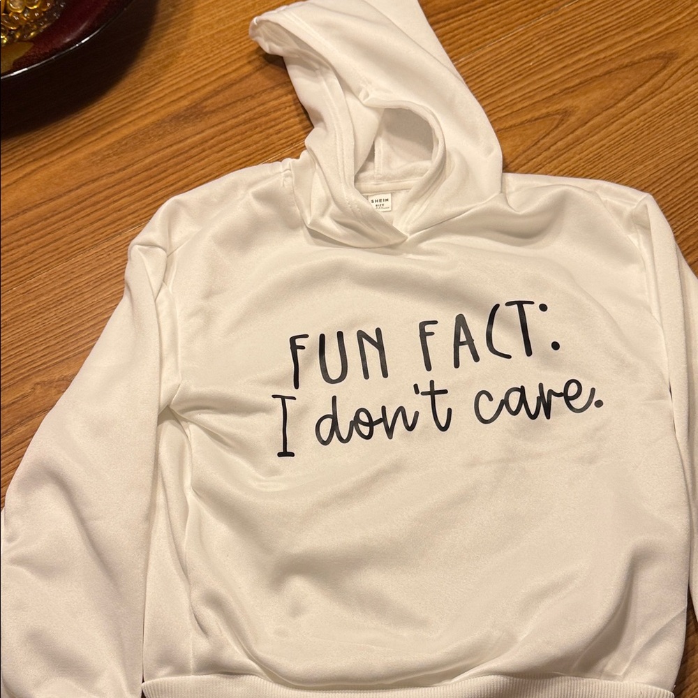 NWOT (New) SHEIN White Hoodie with Black Text